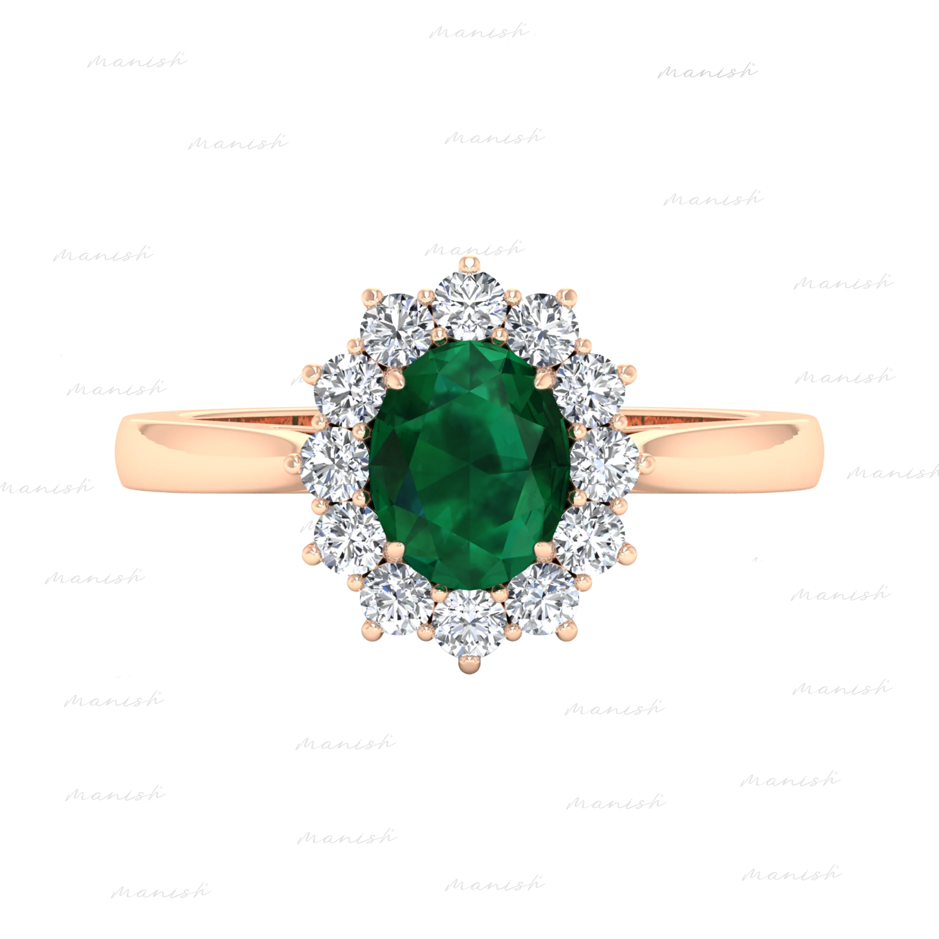 Elaf Diamond and Emerald Ring